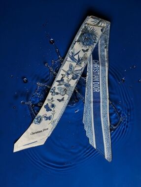 Silk Monogram Balloon Twilly Scarf  Black Light Blue Many Options Available